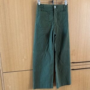 Anthropologie Maeve Green Colette Crop Wide-Leg Pants Womens size 24